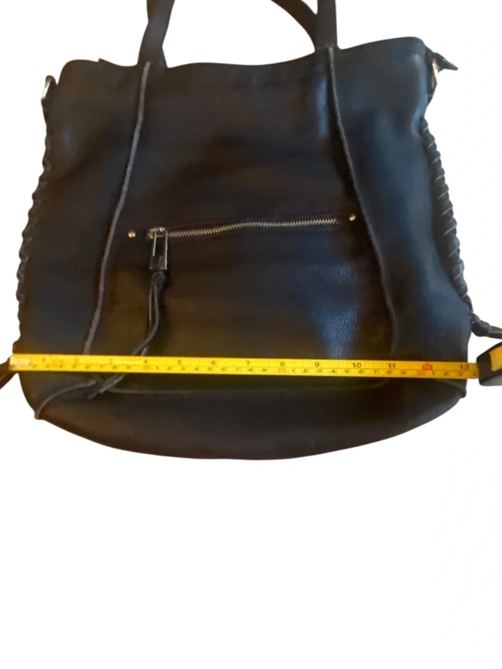 Sanctuary Black Leather Tote Hobo Bag with Braided Side Details